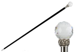 Casa Padrino Bastón de lujo con empuñadura de cristal - Madera de haya, virola de latón, 92 cm Casa Padrino Bastón de lujo con empuñadura de cristal - Madera de haya, virola de latón, 92 cm