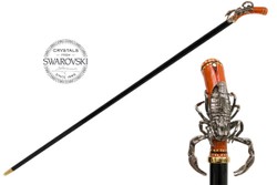 Casa Padrino Bastón de lujo Escorpión - Madera de haya y mango de latón esmaltado - Longitud 92 cm Casa Padrino Bastón de lujo Escorpión - Madera de haya y mango de latón esmaltado - Longitud 92 cm