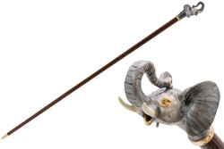 Casa Padrino Bastón de paseo de lujo con mango de elefante, madera de haya, latón esmaltado, longitud 92 cm Casa Padrino Bastón de paseo de lujo con mango de elefante, madera de haya, latón esmaltado, longitud 92 cm