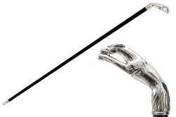 Casa Padrino Bastón de paseo con galgo plateado - Madera de haya, Resina, 92cm Casa Padrino Bastón de paseo con galgo plateado - Madera de haya, Resina, 92cm