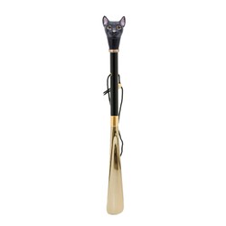 Casa Padrino Calzador de lujo Gato Negro con mango de madera de haya y empuñadura de latón esmaltado 50 cm