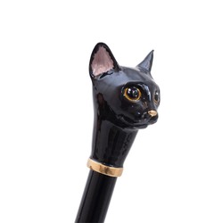 Casa Padrino Calzador de lujo Gato Negro con mango de madera de haya y empuñadura de latón esmaltado 50 cm