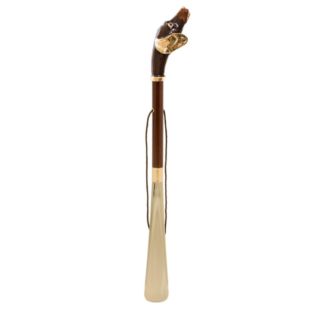 Casa Padrino Calzador de lujo con Dachshund - Asta de madera de haya, pala de ABS, mango de latón esmaltado, 50cm Casa Padrino Calzador de lujo con Dachshund - Asta de madera de haya, pala de ABS, mango de latón esmaltado, 50cm