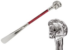 Casa Padrino Calzador de lujo con caballo plateado - Hecho a mano en Italia, varilla de PMMA, pala de ABS, mango de metal, 50cm Casa Padrino Calzador de lujo con caballo plateado - Hecho a mano en Italia, varilla de PMMA, pala de ABS, mango de metal, 50cm