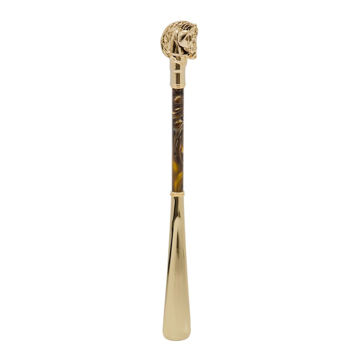 Casa Padrino Calzador de lujo con caballo dorado y mango marrón perla, 50cm Casa Padrino Calzador de lujo con caballo dorado y mango marrón perla, 50cm