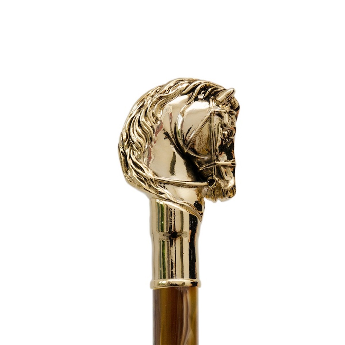 Casa Padrino Calzador de lujo con caballo dorado y mango marrón perla, 50cm Casa Padrino Calzador de lujo con caballo dorado y mango marrón perla, 50cm