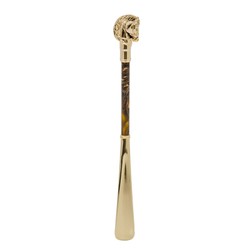 Casa Padrino Calzador de lujo con caballo dorado y mango marrón perla, 50cm Casa Padrino Calzador de lujo con caballo dorado y mango marrón perla, 50cm