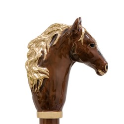 Casa Padrino Calzador de lujo con caballo marrón - Mango de haya, pala de ABS, empuñadura de latón esmaltado - Longitud 50 cm