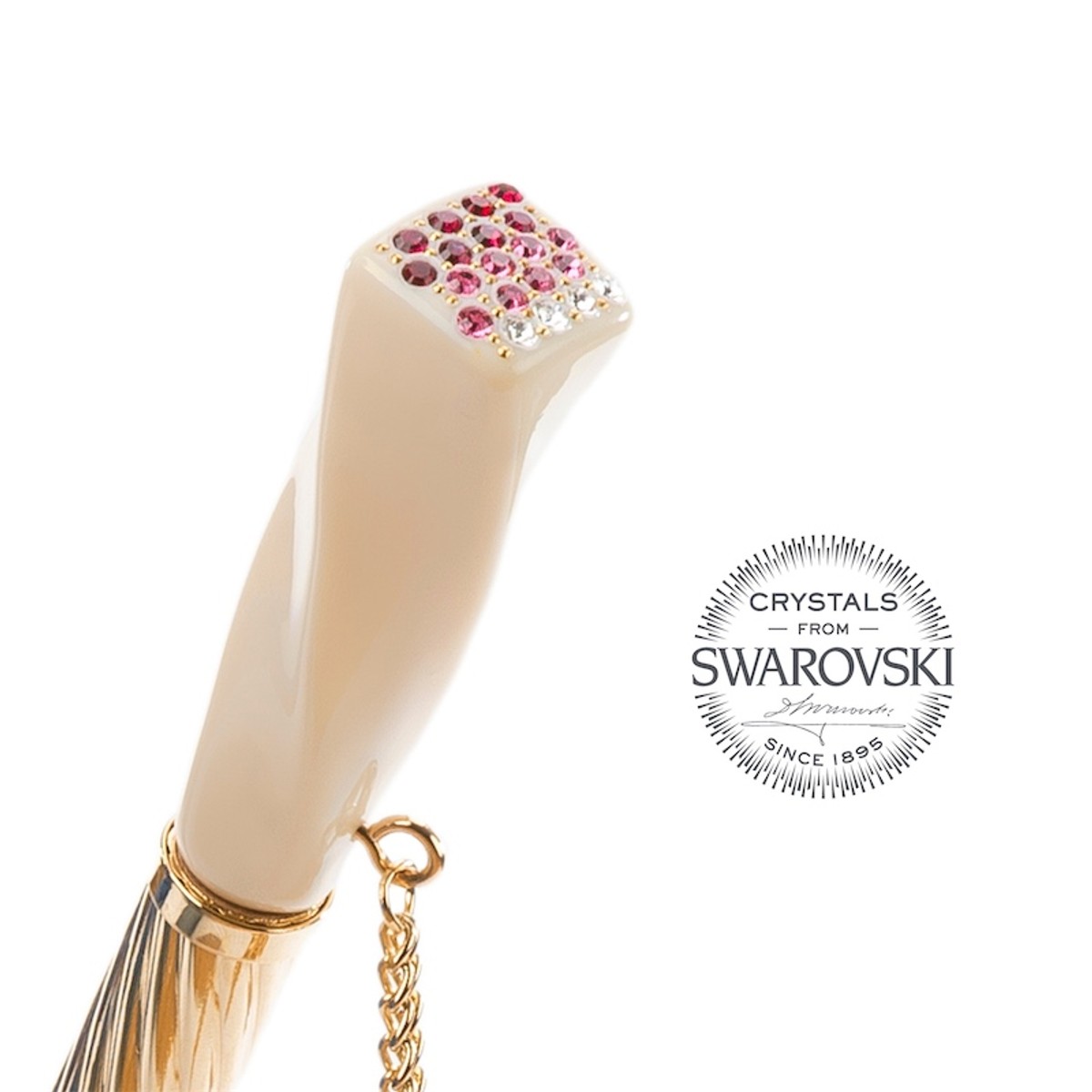 Casa Padrino Paraguas de lujo para mujer marfil con flores rosas - Mango con cristales Swarovski - 93cm x 102cm Casa Padrino Paraguas de lujo para mujer marfil con flores rosas - Mango con cristales Swarovski - 93cm x 102cm