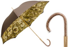Casa Padrino Paraguas de lujo para mujer en caqui con flores y purpurina, mango de acetato, longitud 93 cm Casa Padrino Paraguas de lujo para mujer en caqui con flores y purpurina, mango de acetato, longitud 93 cm
