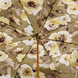 Casa Padrino Paraguas de lujo para mujer en caqui con flores y purpurina, mango de acetato, longitud 93 cm Casa Padrino Paraguas de lujo para mujer en caqui con flores y purpurina, mango de acetato, longitud 93 cm