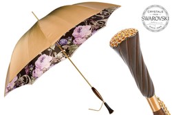 Casa Padrino Paraguas Vintage de Lujo para Mujer con Cristales Swarovski - Doble Tejido - Apertura Manual - 100% Poliéster - 93cm