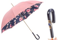 Casa Padrino Paraguas de lujo floral para mujer rosa, apertura manual, mango de acetato, longitud 93cm, diámetro 102cm