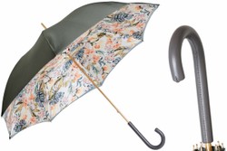 Casa Padrino Paraguas de lujo hecho a mano para mujer con estampado floral gris, longitud 93 cm, diámetro 102 cm Casa Padrino Paraguas de lujo hecho a mano para mujer con estampado floral gris, longitud 93 cm, diámetro 102 cm