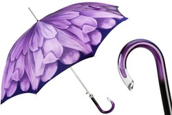 Casa Padrino Paraguas para mujer con dalias moradas - Apertura automática - 100% poliéster - Mango de acetato - Longitud 93cm - Diámetro 102cm Casa Padrino Paraguas para mujer con dalias moradas - Apertura automática - 100% poliéster - Mango de acetato - Longitud 93cm - Diámetro 102cm