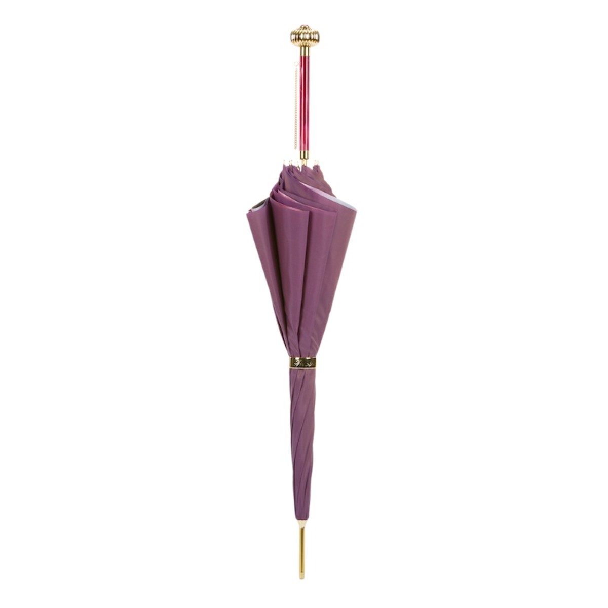 Casa Padrino Paraguas de lujo para mujer con motivo de rosas en morado, doble tejido, mango de laton, longitud 93cm, diametro 102cm Casa Padrino Paraguas de lujo para mujer con motivo de rosas en morado, doble tejido, mango de laton, longitud 93cm, diametro 102cm