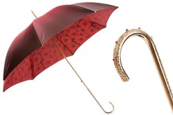 Casa Padrino Paraguas de lujo para mujer con ramo de rosas, doble tejido, mango de latón, 93cm