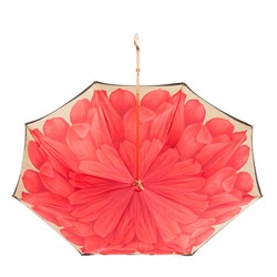 Casa Padrino Paraguas de lujo para mujer exterior negro con dalias rojas, tela doble, mango de latón, longitud 93cm, diámetro 102cm Casa Padrino Paraguas de lujo para mujer exterior negro con dalias rojas, tela doble, mango de latón, longitud 93cm, diámetro 102cm