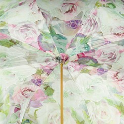 Casa Padrino Paraguas de lujo para mujer con rosas coloridas, tela doble, mango de latón, longitud 93 cm, diámetro 102 cm Casa Padrino Paraguas de lujo para mujer con rosas coloridas, tela doble, mango de latón, longitud 93 cm, diámetro 102 cm