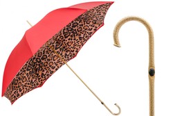 Casa Padrino Paraguas de lujo para mujer con lunares rojos, doble tela, mango de latón, longitud 93cm, diámetro 102cm Casa Padrino Paraguas de lujo para mujer con lunares rojos, doble tela, mango de latón, longitud 93cm, diámetro 102cm