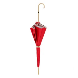 Casa Padrino Paraguas de lujo para mujer con lunares rojos, doble tela, mango de latón, longitud 93cm, diámetro 102cm Casa Padrino Paraguas de lujo para mujer con lunares rojos, doble tela, mango de latón, longitud 93cm, diámetro 102cm