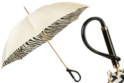 Casa Padrino Paraguas de lujo mujer estampado cebra marfil, doble tejido, mango de acetato, longitud 93cm, diámetro 102cm