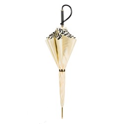 Casa Padrino Paraguas de lujo mujer estampado cebra marfil, doble tejido, mango de acetato, longitud 93cm, diámetro 102cm