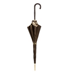 Casa Padrino Paraguas de lujo para mujer con estampado de tigre marrón, doble tejido, mango de cuero, longitud 93cm, diámetro 102cm Casa Padrino Paraguas de lujo para mujer con estampado de tigre marrón, doble tejido, mango de cuero, longitud 93cm, diámetro 102cm