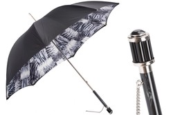Casa Padrino Paraguas de lujo para mujer con estampado animal, doble tejido blanco y negro, longitud 93 cm, diámetro 102 cm Casa Padrino Paraguas de lujo para mujer con estampado animal, doble tejido blanco y negro, longitud 93 cm, diámetro 102 cm