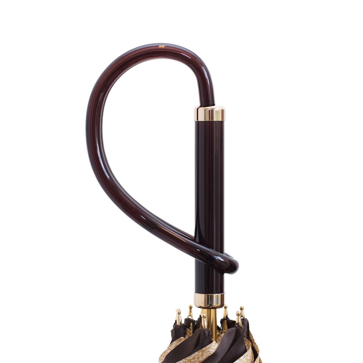 Casa Padrino Paraguas de lujo para mujer marrón con lunares, tejido doble, mango de acetato, longitud 93 cm Casa Padrino Paraguas de lujo para mujer marrón con lunares, tejido doble, mango de acetato, longitud 93 cm