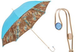 Casa Padrino Paraguas de lujo mujer con estampado animal, doble tejido, mango de latón, longitud 93cm, diámetro 102cm Casa Padrino Paraguas de lujo mujer con estampado animal, doble tejido, mango de latón, longitud 93cm, diámetro 102cm
