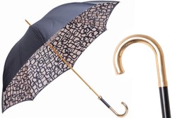 Casa Padrino Paraguas de lujo para mujer Geometria Beige, hecho a mano en Italia, mango de laton, longitud 93 cm, diametro 102 cm