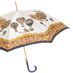 Casa Padrino Paraguas de lujo para mujer diseño globo aerostático - Apertura automática - 100% Poliéster - Mango de acetato - 93cm x 102cm
