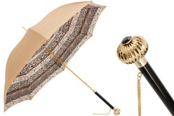 Casa Padrino Paraguas clásico para mujer en beige con mango decorativo - Apertura manual - 93cm x 102cm