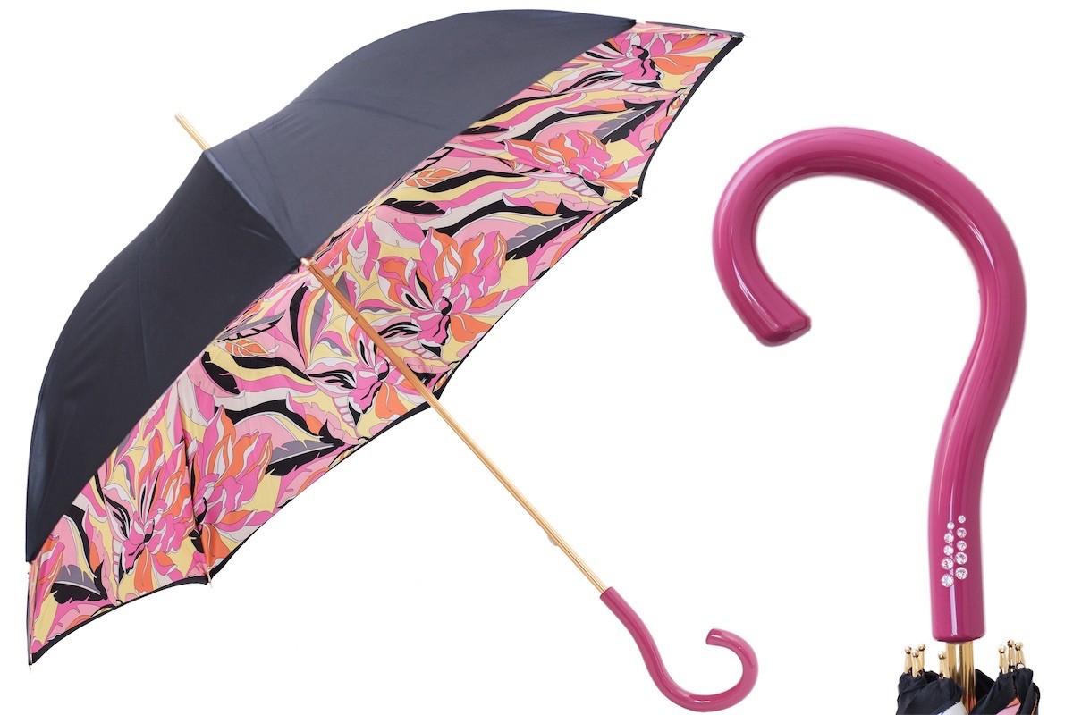 Casa Padrino Paraguas de lujo para mujer ONDE 2 - Apertura manual - 100% Poliéster - Mango de acetato - 93cm x 102cm Casa Padrino Paraguas de lujo para mujer ONDE 2 - Apertura manual - 100% Poliéster - Mango de acetato - 93cm x 102cm
