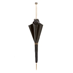 Casa Padrino Paraguas de lujo para mujer negro con lunares y mango de laton, longitud 93cm, diametro 102cm Casa Padrino Paraguas de lujo para mujer negro con lunares y mango de laton, longitud 93cm, diametro 102cm