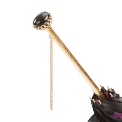 Casa Padrino Paraguas de lujo para mujer negro con lunares y mango de laton, longitud 93cm, diametro 102cm Casa Padrino Paraguas de lujo para mujer negro con lunares y mango de laton, longitud 93cm, diametro 102cm