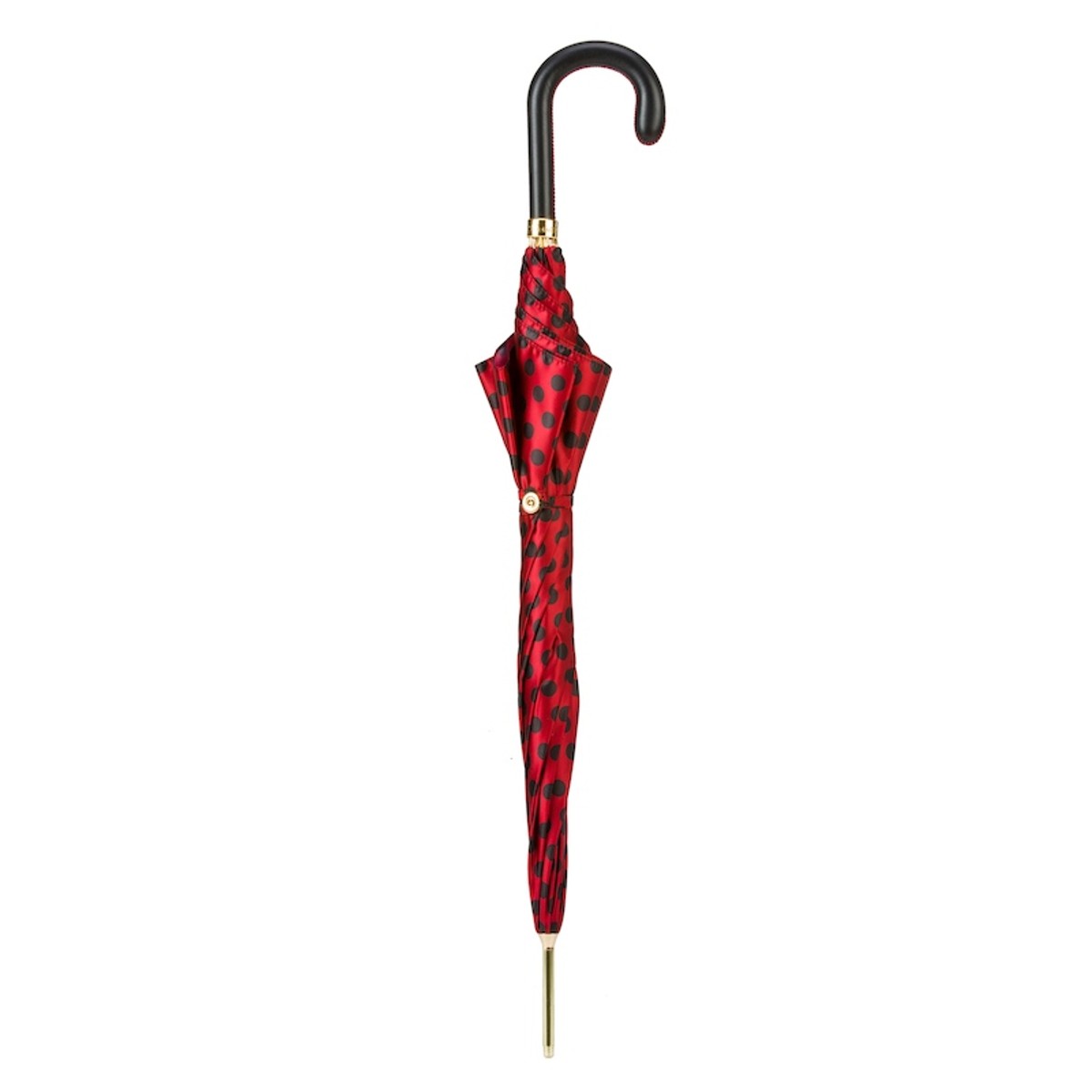 Casa Padrino Paraguas de lujo para mujer a Topos Rojo Negro 93cm Diámetro 102cm Casa Padrino Paraguas de lujo para mujer a Topos Rojo Negro 93cm Diámetro 102cm