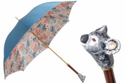 Casa Padrino Paraguas de lujo para mujer Koala - Apertura manual - 100% Poliéster - Mango de latón esmaltado - 93cm x 102cm