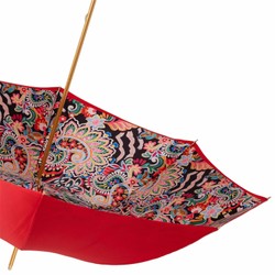 Casa Padrino Paraguas de lujo rojo con calavera para mujer - Apertura manual - 100% poliéster - Mango de resina - 93cm x 102cm