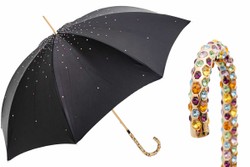 Casa Padrino Paraguas de lujo para mujer Pietre con cristales Swarovski - Hecho a mano en Italia, Longitud 93 cm, Diámetro 102 cm