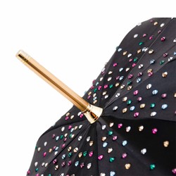 Casa Padrino Paraguas de lujo para mujer Pietre con cristales Swarovski - Hecho a mano en Italia, Longitud 93 cm, Diámetro 102 cm