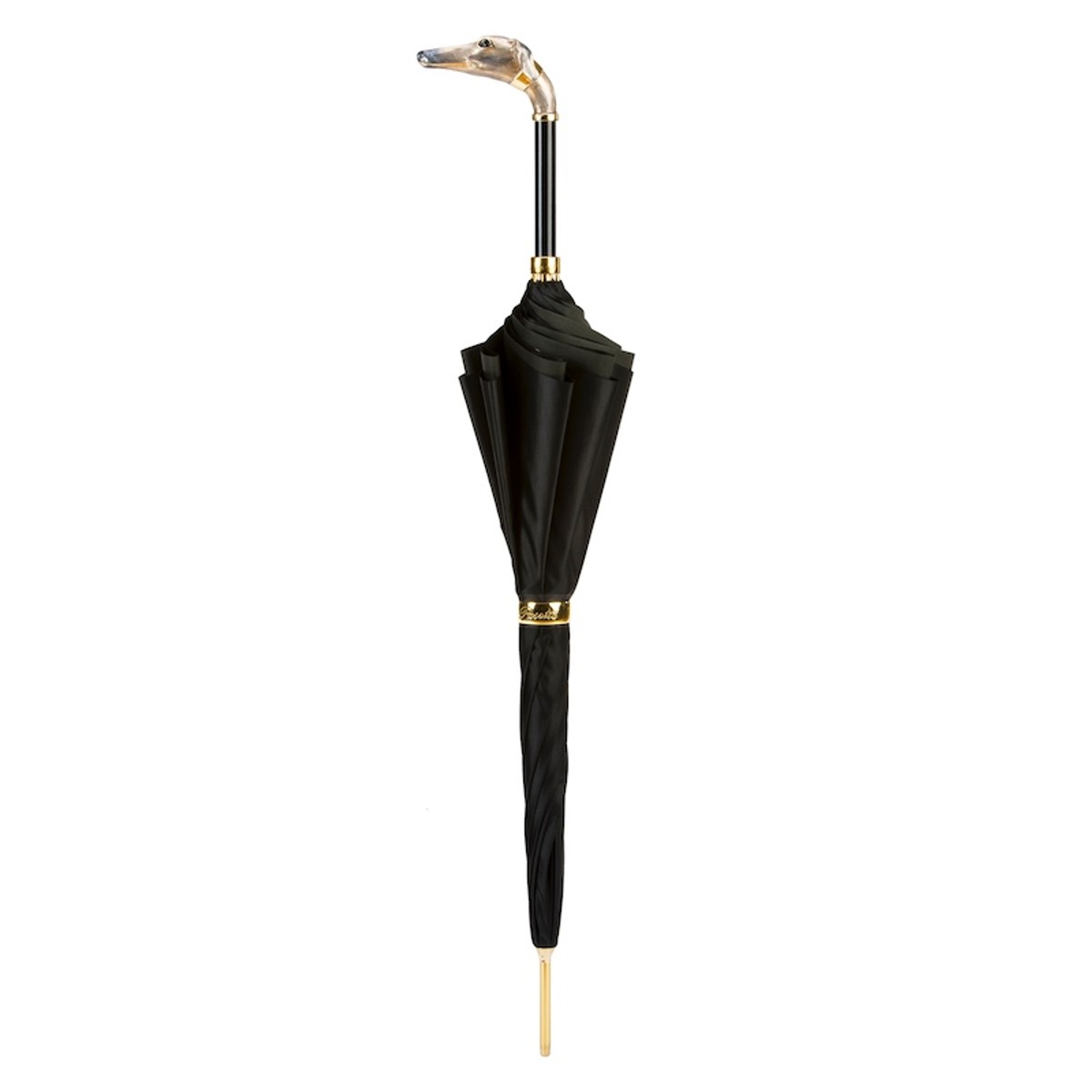 Casa Padrino Paraguas de lujo para mujer con asa de galgo - Apertura manual - 100% Poliéster - Latón esmaltado - 93cm x 102cm Casa Padrino Paraguas de lujo para mujer con asa de galgo - Apertura manual - 100% Poliéster - Latón esmaltado - 93cm x 102cm