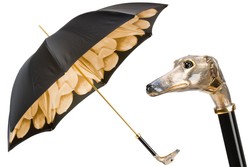 Casa Padrino Paraguas de lujo para mujer con asa de galgo - Apertura manual - 100% Poliéster - Latón esmaltado - 93cm x 102cm Casa Padrino Paraguas de lujo para mujer con asa de galgo - Apertura manual - 100% Poliéster - Latón esmaltado - 93cm x 102cm
