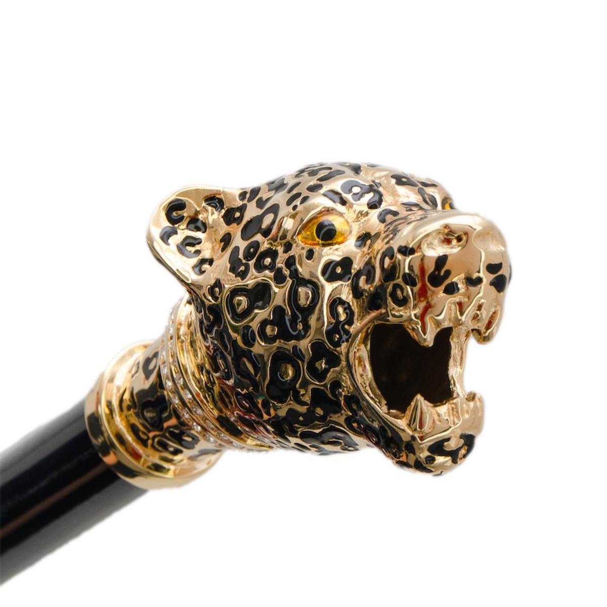 Casa Padrino Paraguas de lujo leopardo para mujer - Apertura manual - 100% Poliéster - Mango de latón esmaltado - Longitud: 93cm Casa Padrino Paraguas de lujo leopardo para mujer - Apertura manual - 100% Poliéster - Mango de latón esmaltado - Longitud: 93cm