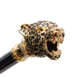 Casa Padrino Paraguas de lujo leopardo para mujer - Apertura manual - 100% Poliéster - Mango de latón esmaltado - Longitud: 93cm Casa Padrino Paraguas de lujo leopardo para mujer - Apertura manual - 100% Poliéster - Mango de latón esmaltado - Longitud: 93cm