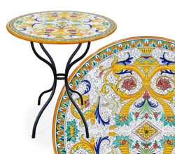 Casa Padrino Luxury Art Nouveau Garden Table Floral Scrollwork Ø 80 cm - Round Dining Table in Hand-Painted Lava Stone - Restaurant Furniture - Made in Italy Casa Padrino Luxury Art Nouveau Garden Table Floral Scrollwork Ø 80 cm - Round Dining Table in Hand-Painted Lava Stone - Restaurant Furniture - Made in Italy