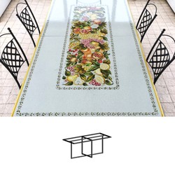 Casa Padrino Tavolo da Giardino Liberty di Lusso Decoro a ghirlanda di frutti 250 × 100 cm - Tavolo da pranzo rettangolare in pietra lavica dipinta a mano - Arredamento per ristoranti - Made in Italy