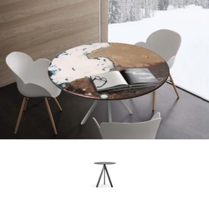 Casa Padrino Luxury Art Nouveau Garden Table Marbled Brown Ø 80 cm - Round Dining Table in Hand-Painted Lava Stone - Restaurant Furniture - Made in Italy Casa Padrino Luxury Art Nouveau Garden Table Marbled Brown Ø 80 cm - Round Dining Table in Hand-Painted Lava Stone - Restaurant Furniture - Made in Italy