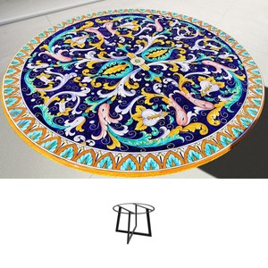 Casa Padrino Luxury Art Nouveau Garden Table Blue Scroll Garland Ø 150 cm - Round Dining Table in Hand-Painted Lava Stone - Restaurant Furniture - Made in Italy Casa Padrino Luxury Art Nouveau Garden Table Blue Scroll Garland Ø 150 cm - Round Dining Table in Hand-Painted Lava Stone - Restaurant Furniture - Made in Italy